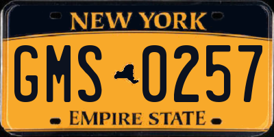 NY license plate GMS0257