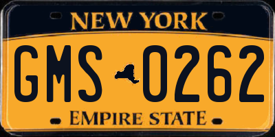 NY license plate GMS0262