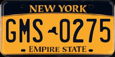 NY license plate GMS0275