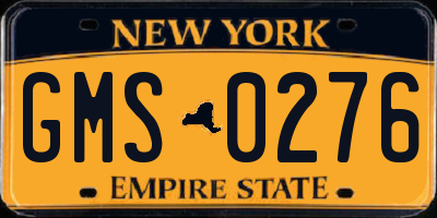 NY license plate GMS0276