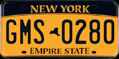 NY license plate GMS0280