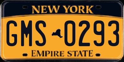 NY license plate GMS0293