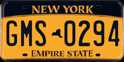NY license plate GMS0294