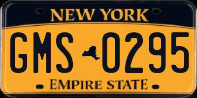 NY license plate GMS0295