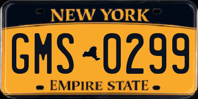 NY license plate GMS0299
