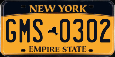 NY license plate GMS0302
