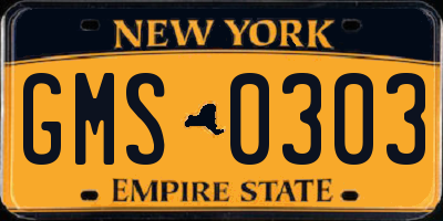 NY license plate GMS0303