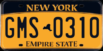 NY license plate GMS0310