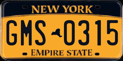 NY license plate GMS0315