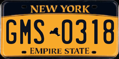 NY license plate GMS0318