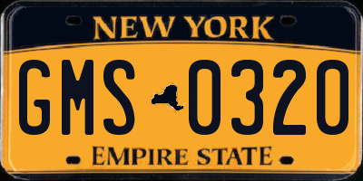 NY license plate GMS0320