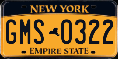 NY license plate GMS0322