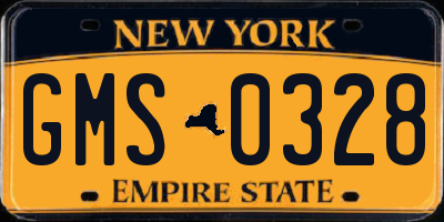 NY license plate GMS0328