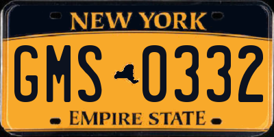 NY license plate GMS0332