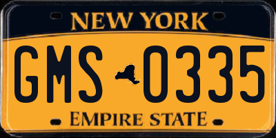 NY license plate GMS0335