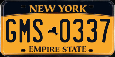 NY license plate GMS0337