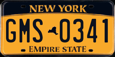 NY license plate GMS0341