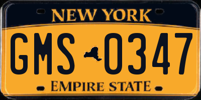 NY license plate GMS0347