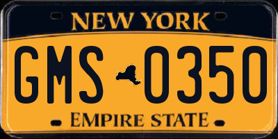 NY license plate GMS0350