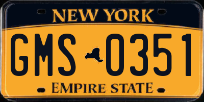 NY license plate GMS0351