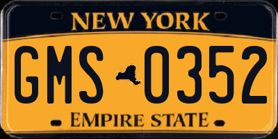 NY license plate GMS0352