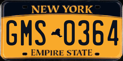 NY license plate GMS0364