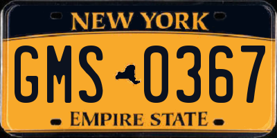 NY license plate GMS0367
