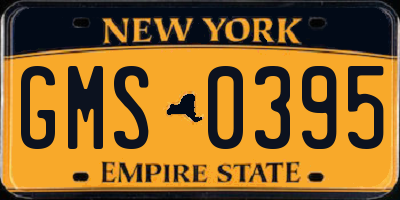 NY license plate GMS0395