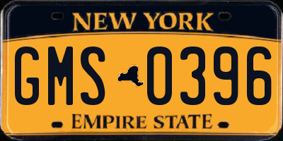 NY license plate GMS0396