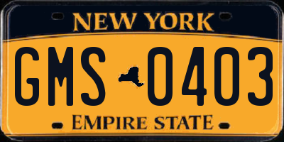 NY license plate GMS0403