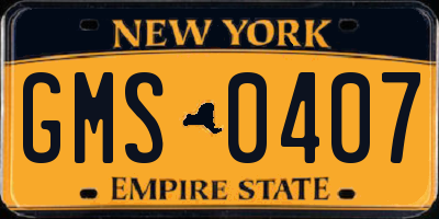 NY license plate GMS0407