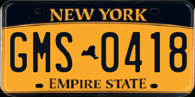 NY license plate GMS0418
