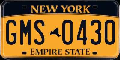 NY license plate GMS0430