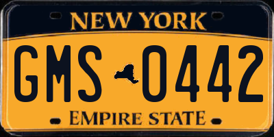 NY license plate GMS0442
