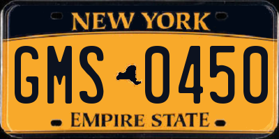 NY license plate GMS0450