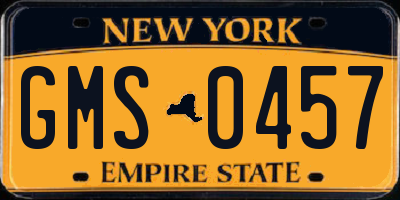 NY license plate GMS0457