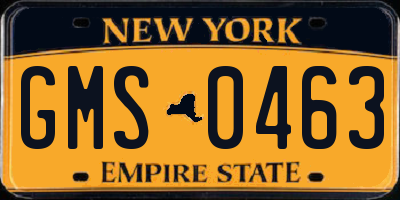NY license plate GMS0463