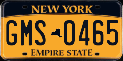 NY license plate GMS0465