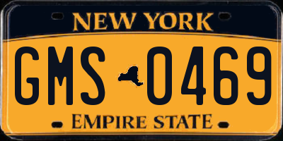 NY license plate GMS0469