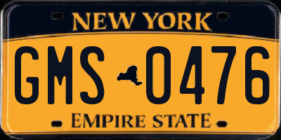 NY license plate GMS0476