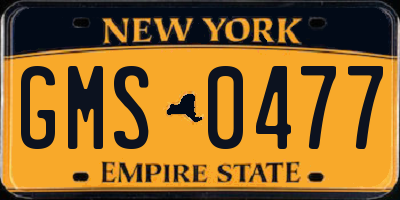NY license plate GMS0477