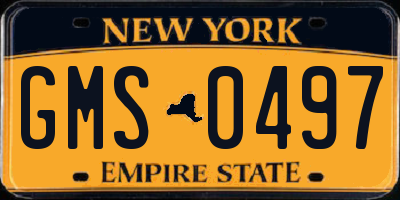 NY license plate GMS0497