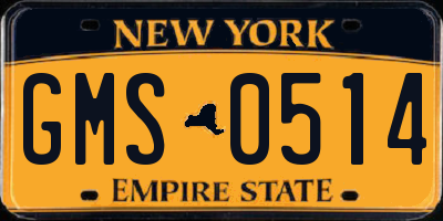NY license plate GMS0514