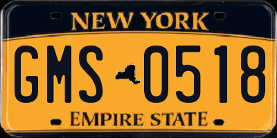 NY license plate GMS0518