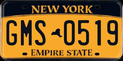 NY license plate GMS0519