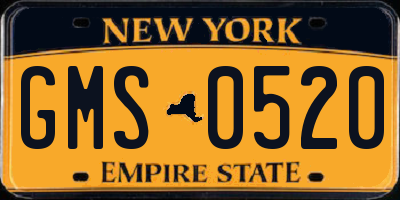 NY license plate GMS0520