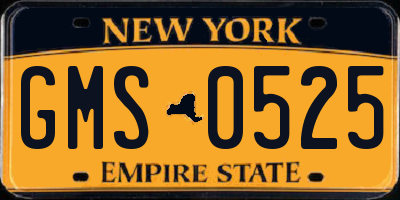 NY license plate GMS0525