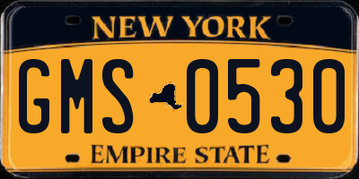 NY license plate GMS0530