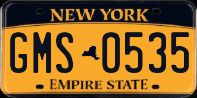NY license plate GMS0535