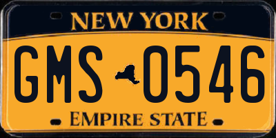 NY license plate GMS0546
